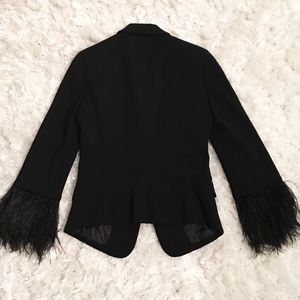Elizabeth and James Ostrich feather cuff blazer